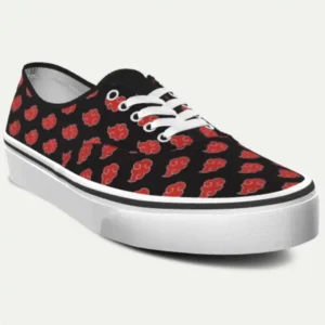 Sneakers anime SoulArt inspiradas en Akatsuki con patrón de nubes rojas sobre fondo negro